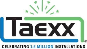 Taexx logo with 1.5M install verbiage